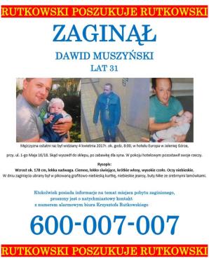 Ludzie Krzysztofa Rutkowskiego poszukują we Wrocławiu Dawida Muszyńskiego