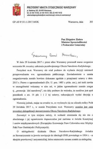 Warszawa chce delegalizacji ONR