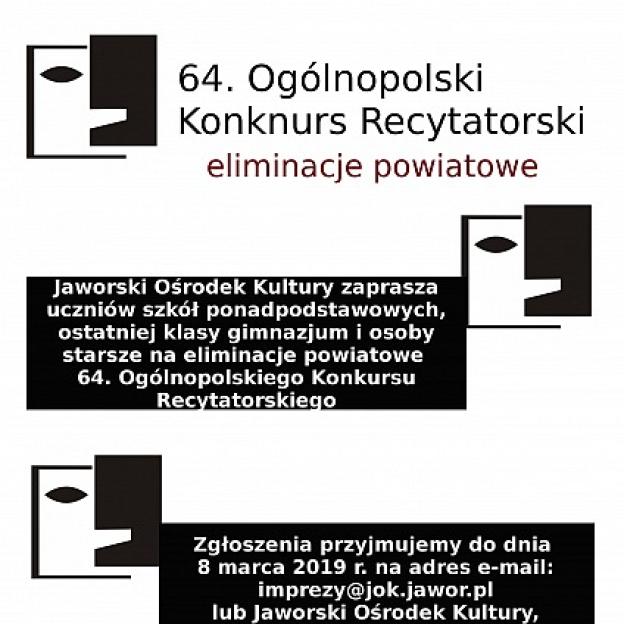 Ogólnopolski Konkurs Recytatorski - eliminacje w Jaworze już 19 marca 2019r.